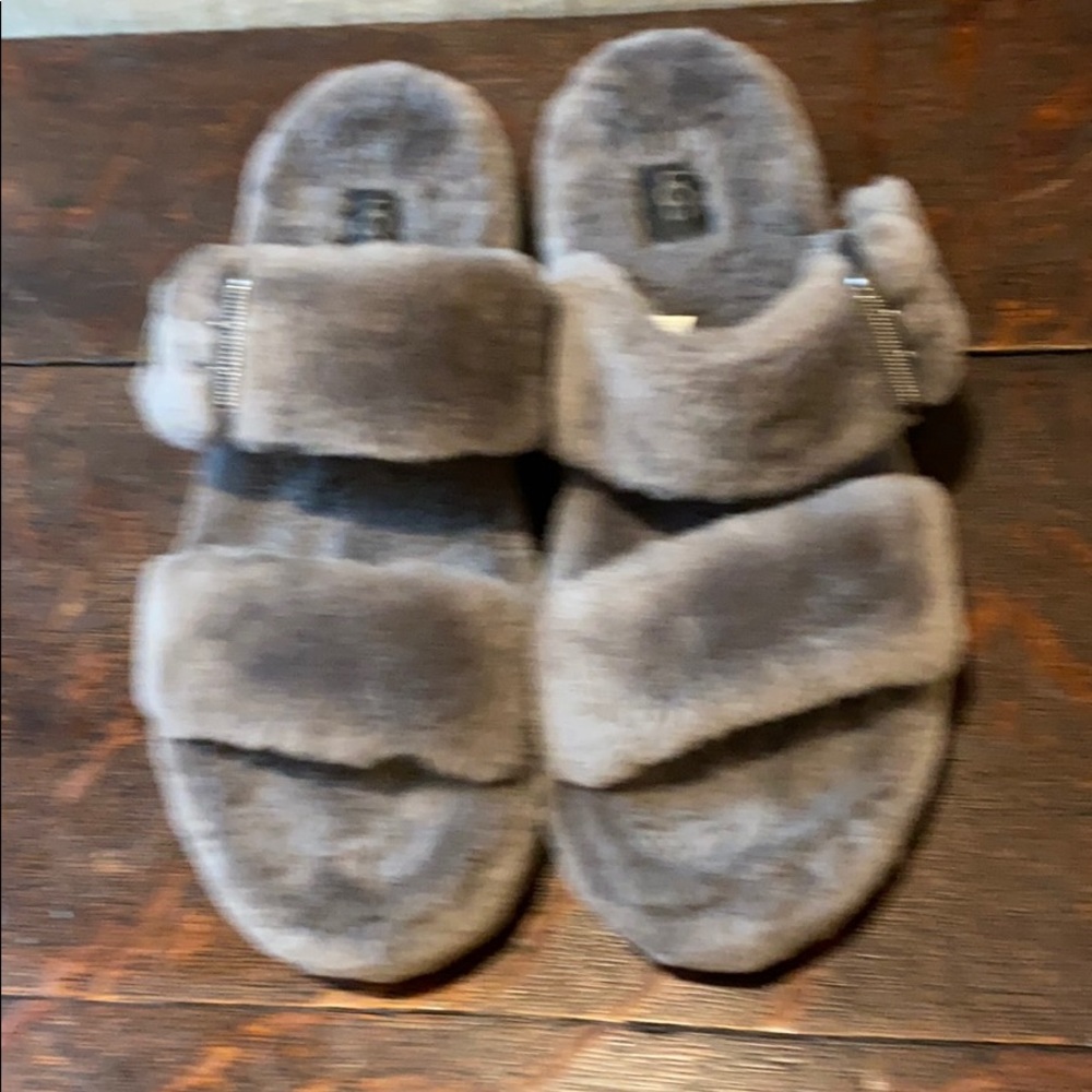 UGG Gray Fluffy Slippers